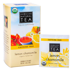 Hawaiian Natural T·E·A Lemon Chamomile tea bag for a calming evening.