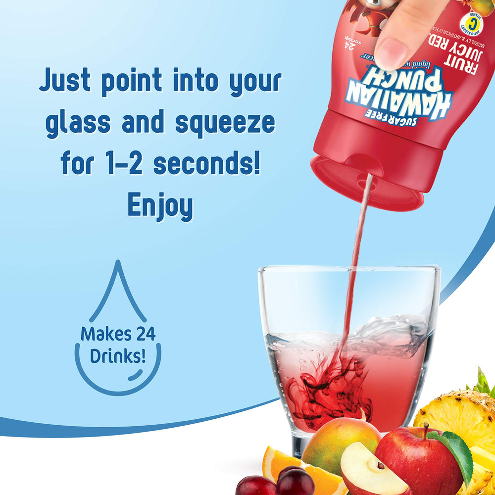 Hawaiian Punch four-bottle pack on the table for family hydration.