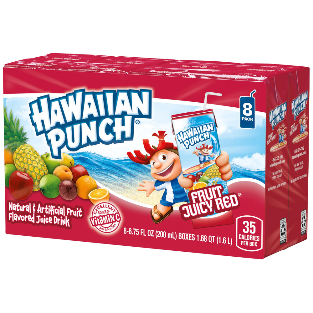 Hawaiian Punch gluten-free and caffeine-free packaging supports dietary needs.