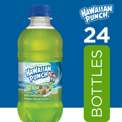 Glass pour of Hawaiian Punch Green Berry Rush reveals vibrant color and inviting aroma.