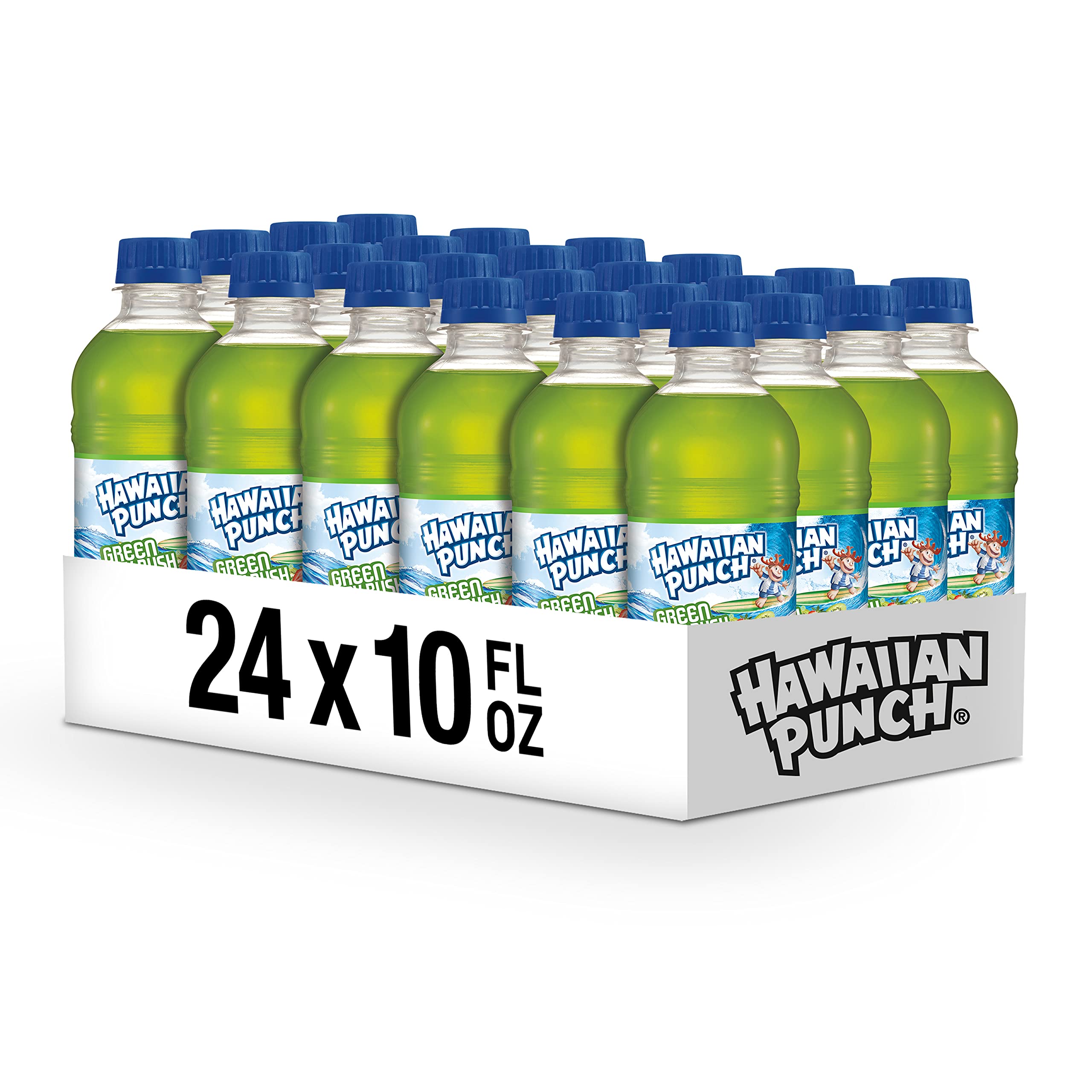 Close-up label of Hawaiian Punch Green Berry Rush showcasing vitamin C content.
