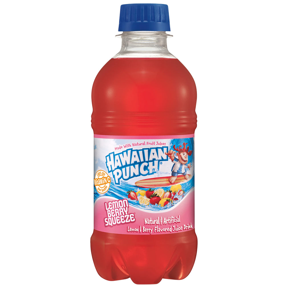 Picnic scene featuring Hawaiian Punch Lemon Berry Squeeze and fruit.