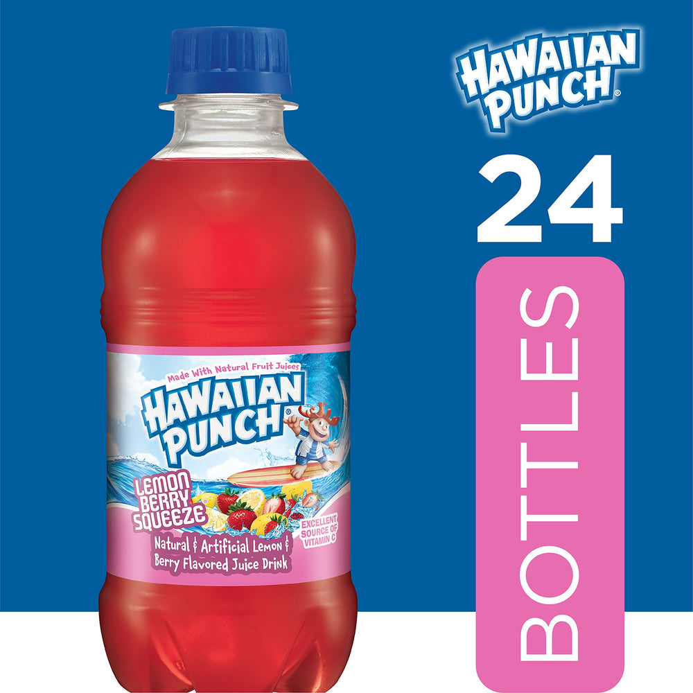 Close-up of Hawaiian Punch Lemon Berry Squeeze label showing vitamin C.