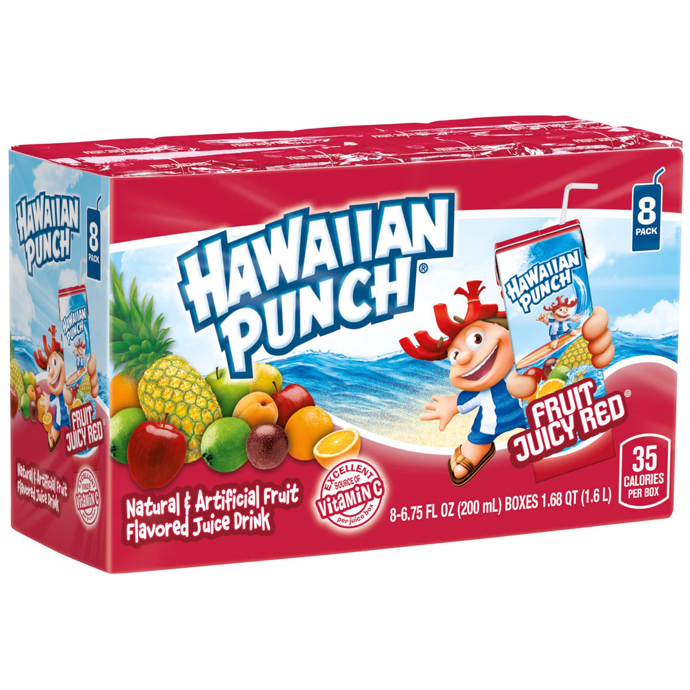 Hawaiian Punch lunchbox-ready 8-pack demonstrates convenient, portable hydration.