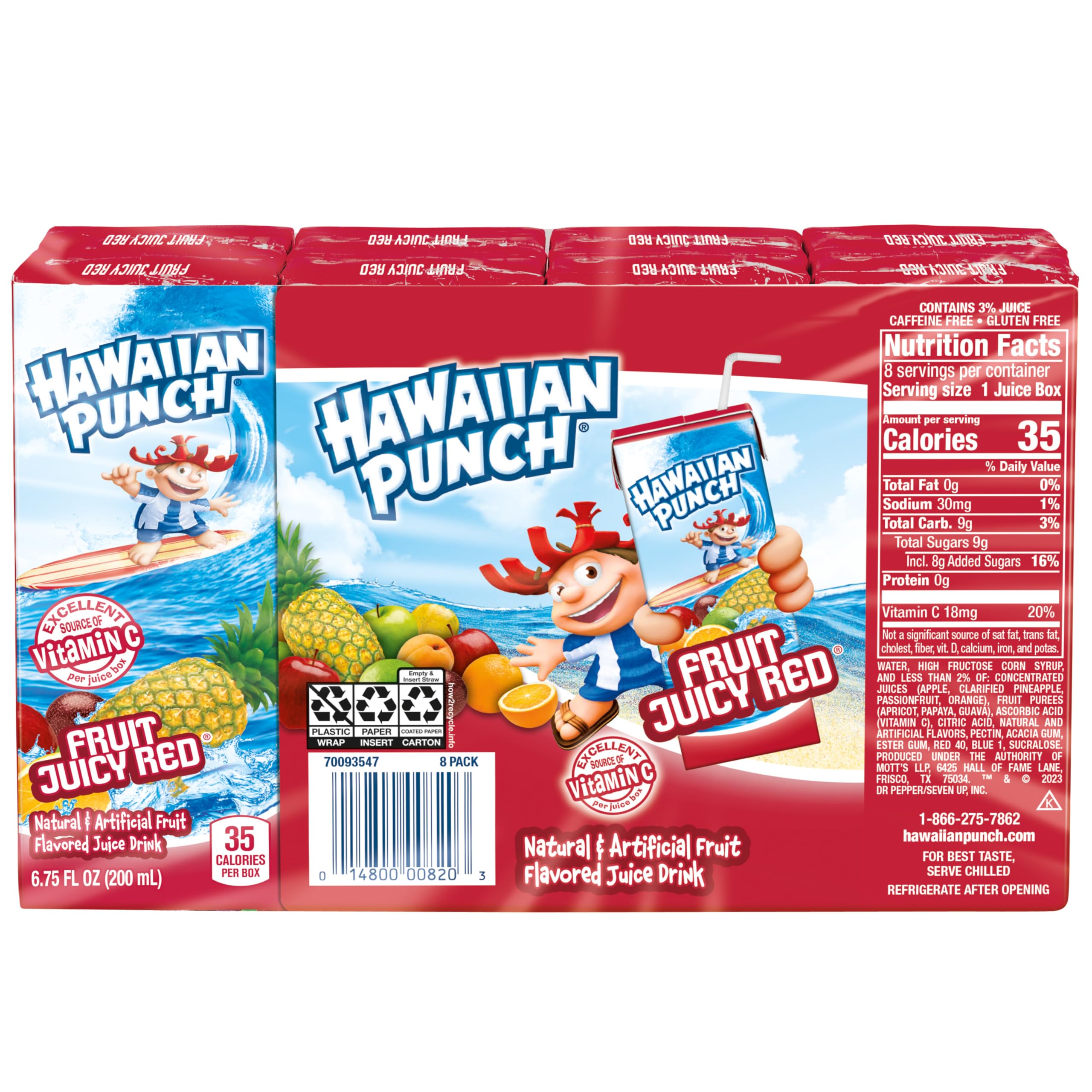 Hawaiian Punch on-the-go bottle carried in a bag for quick refreshment.