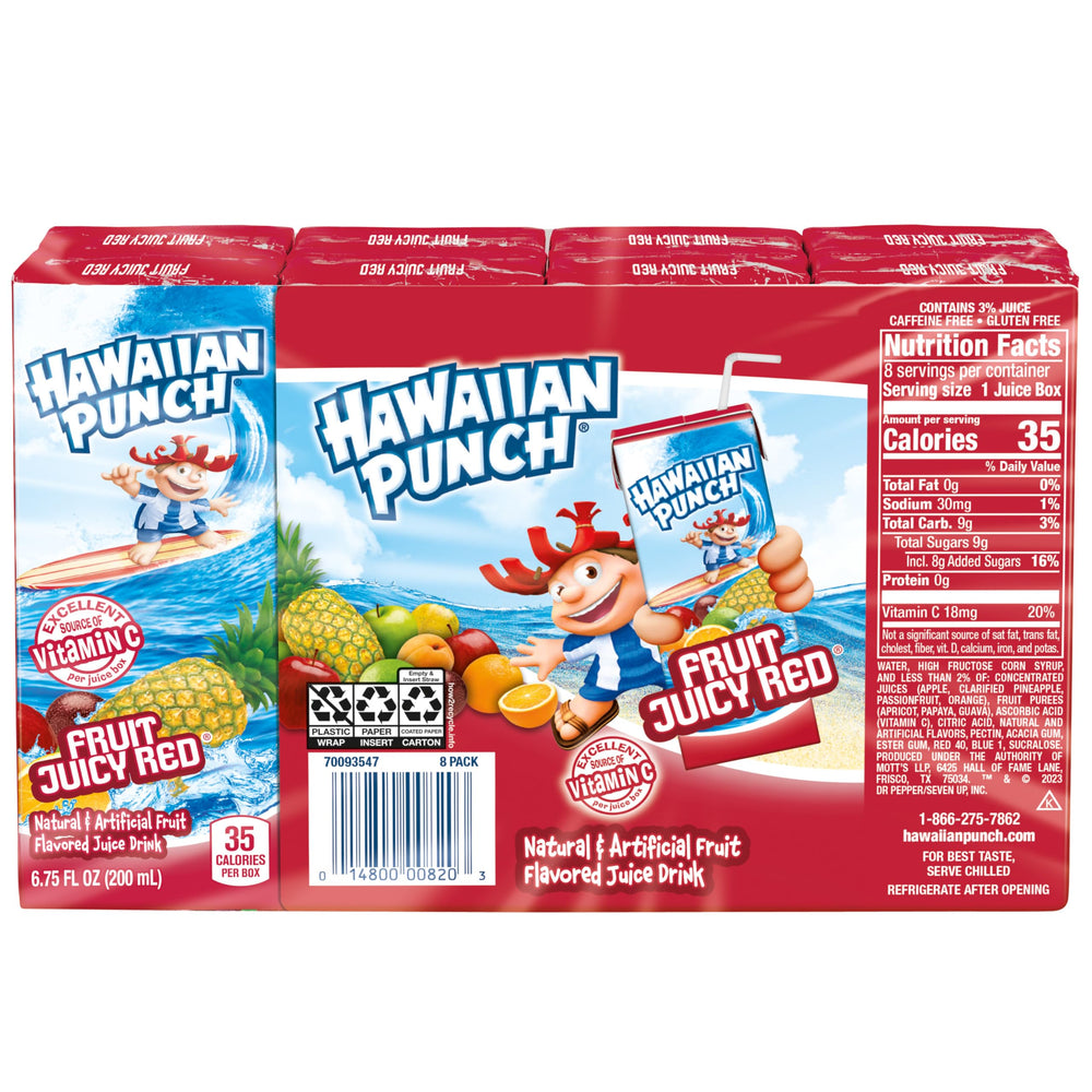 Hawaiian Punch on-the-go bottle carried in a bag for quick refreshment.