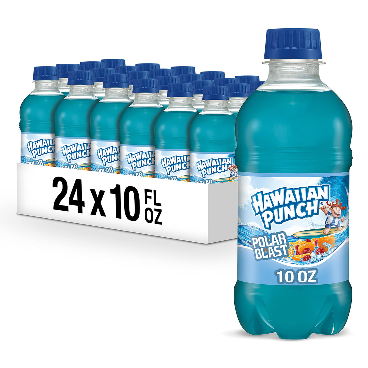 Hawaiian Punch Polar Blast bottle front showing vibrant tropical flavor ideal for on-the-go refreshment.