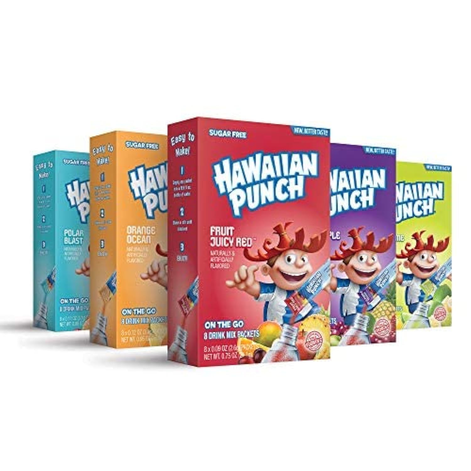 HAWAIIAN PUNCH variety pack box, kid-friendly and convenient for school lunches.