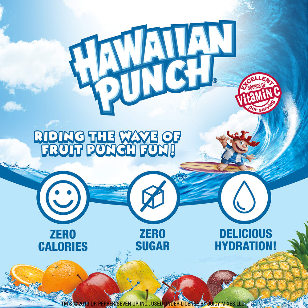 Hawaiian Punch Wild Purple Smash pour image showing quick flavor release into water.
