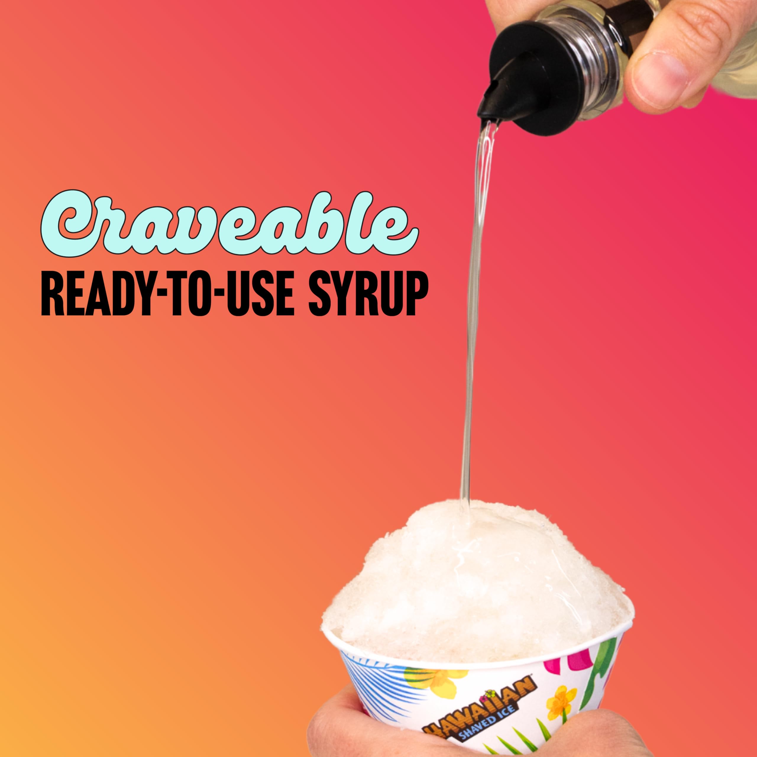 Hawaiian Shaved Ice 16 oz bottle yields about 8 servings