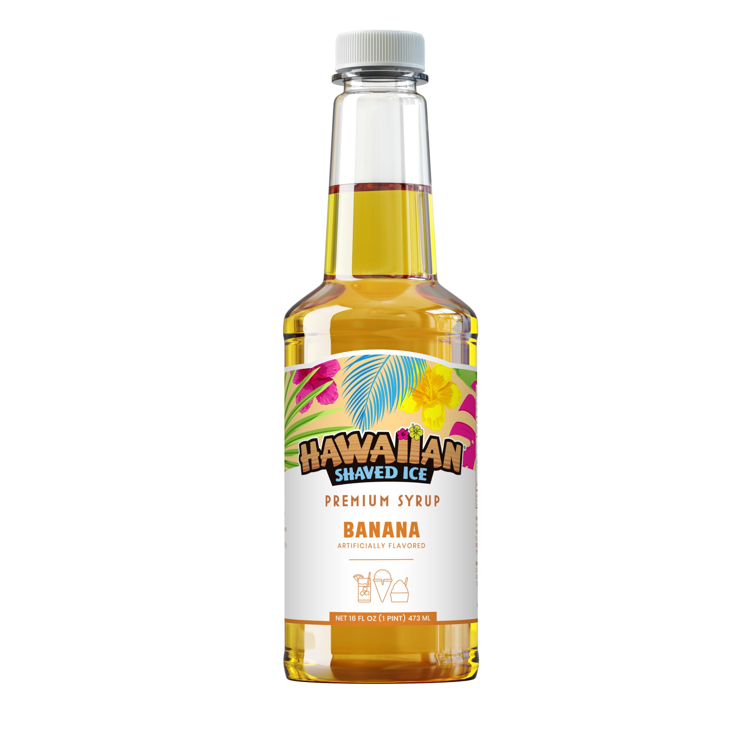 Hawaiian Shaved Ice banana syrup bottle ready for gatherings and party snow cones
