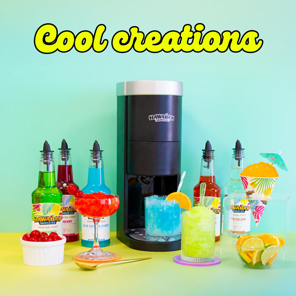 Hawaiian Shaved Ice banana syrup display bottle on retail shelf