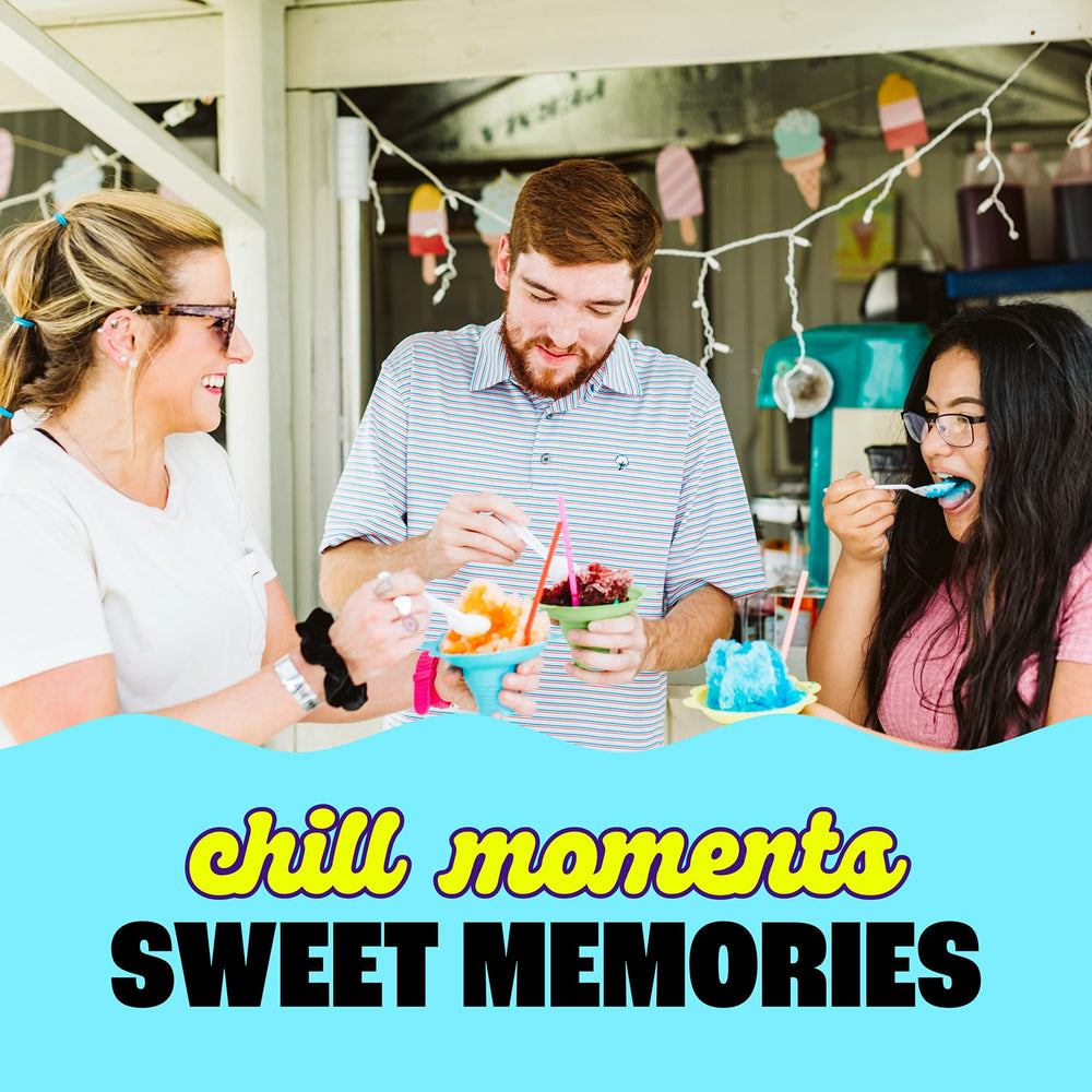 Hawaiian Shaved Ice Coconut Syrup shelf-stable bottle stores easily for gatherings.