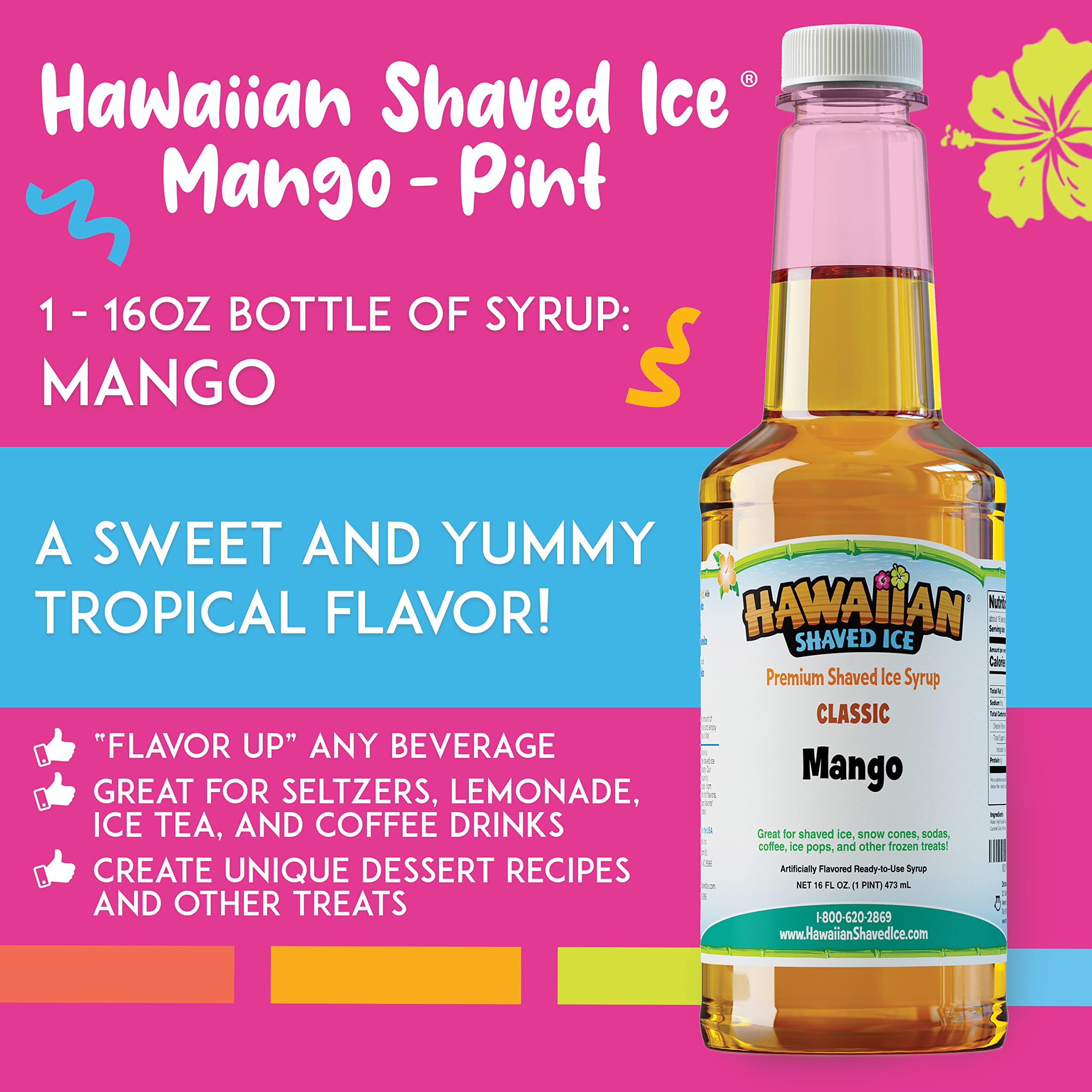 Snow cones with Mango Syrup creating fluffy, flavorful treats at home.