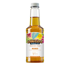 Hawaiian Shaved Ice Mango Syrup bottle for tropical snow cones and party treats.