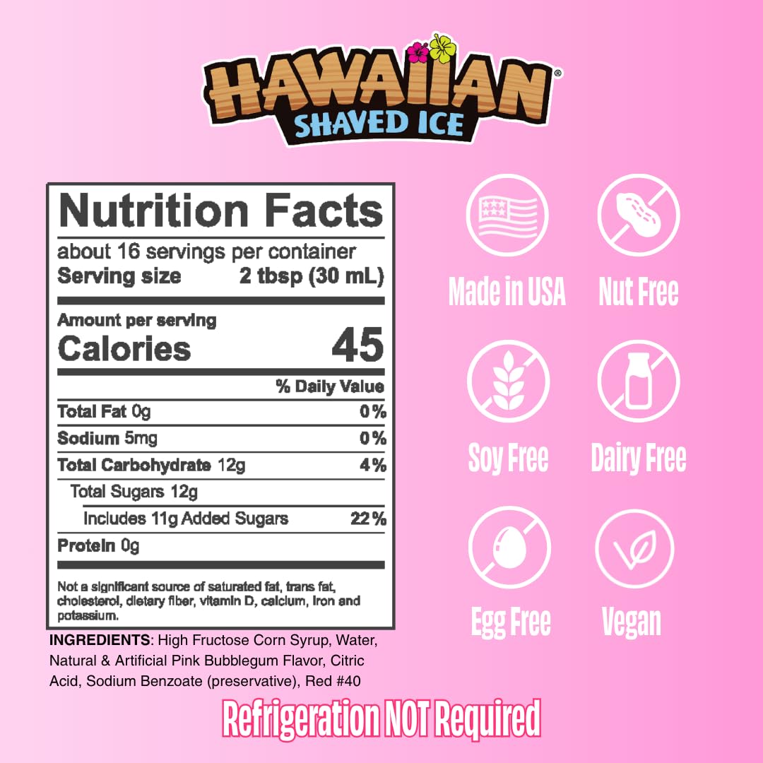 Hawaiian Shaved Ice Pink Bubble Gum snow cone setup for parties