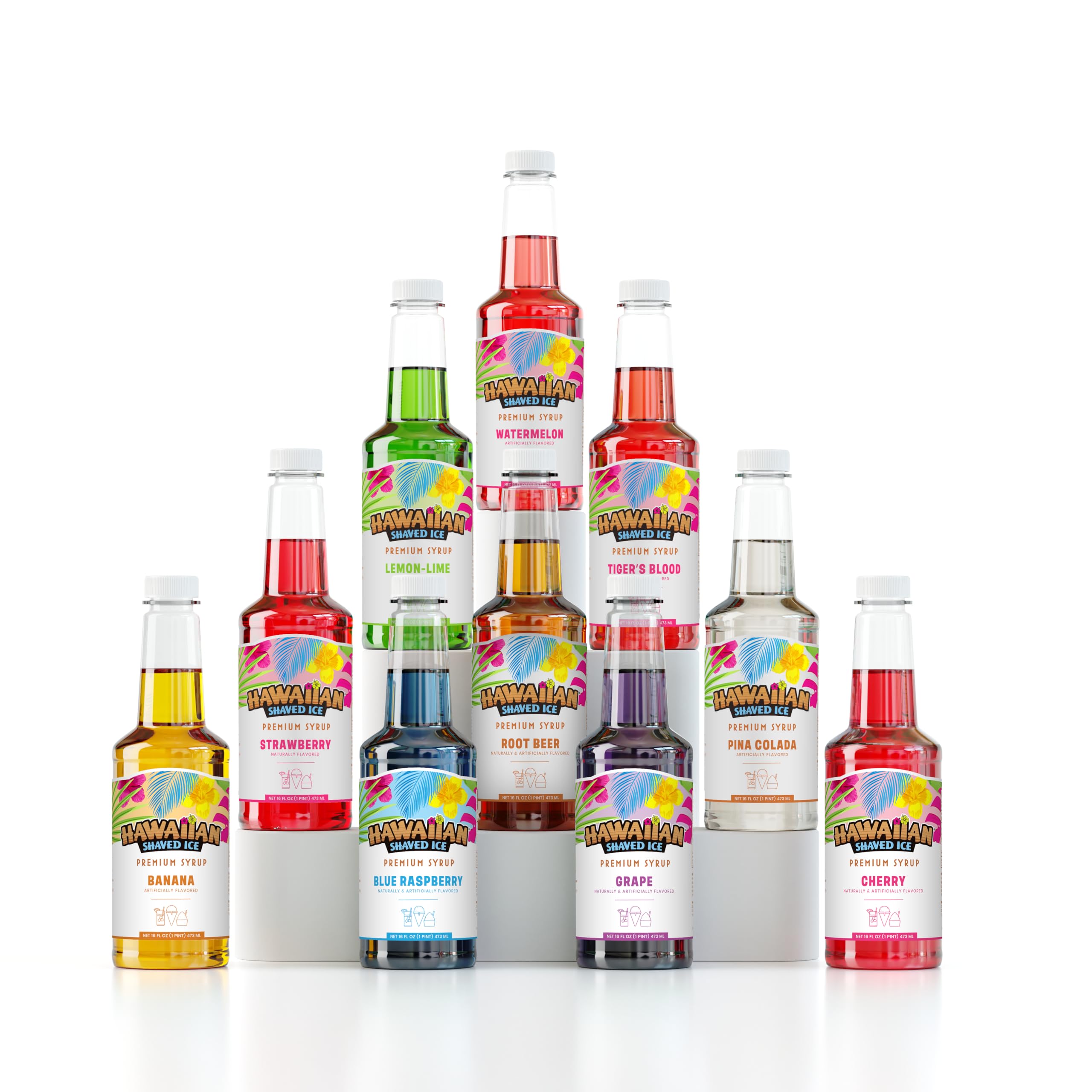 Hawaiian Shaved Ice pina colada syrup bottle pouring tropical flavor for cones