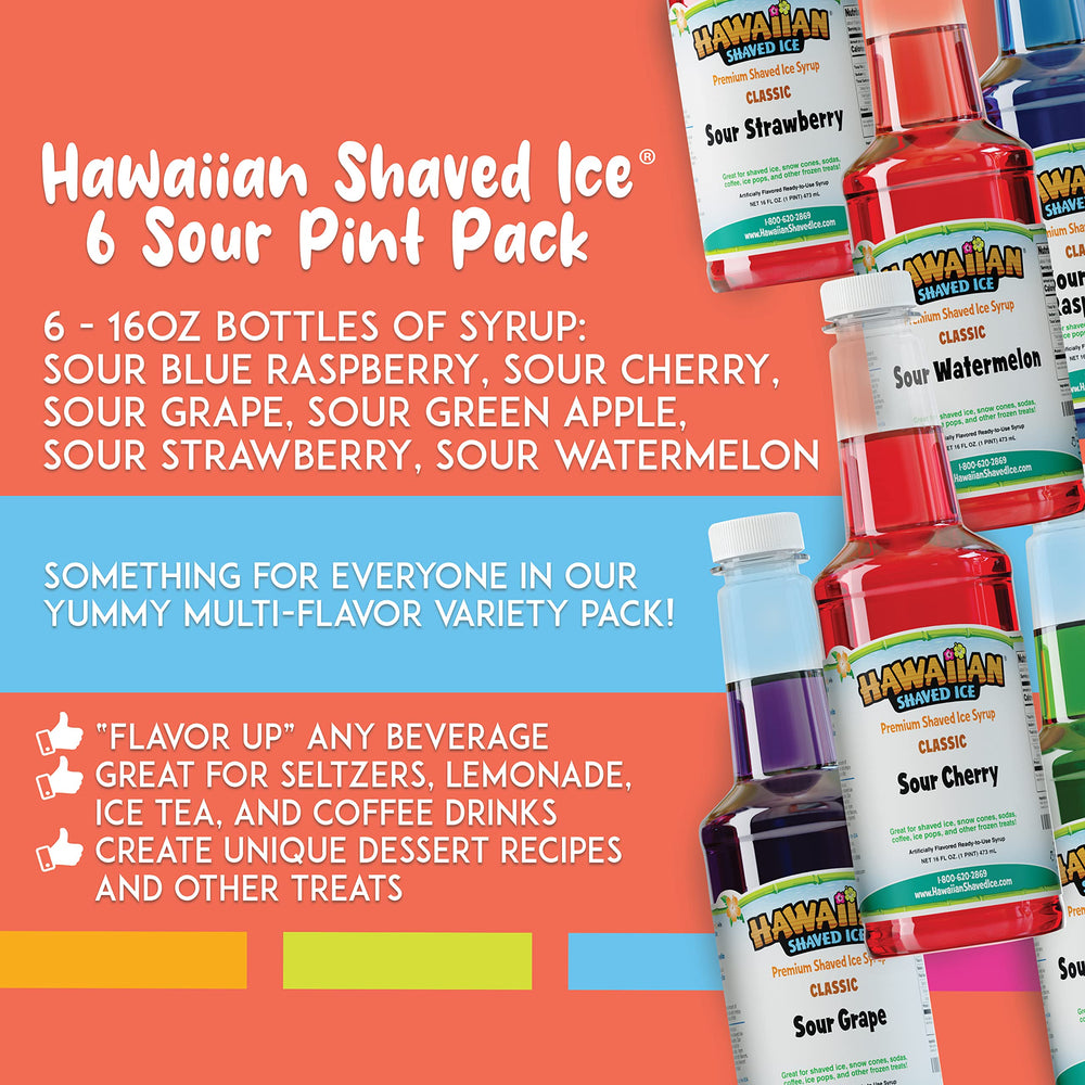 Hawaiian Shaved Ice Sour Blue Raspberry on the counter flavors Italian soda
