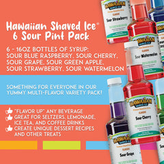 Hawaiian Shaved Ice Sour Blue Raspberry on the counter flavors Italian soda