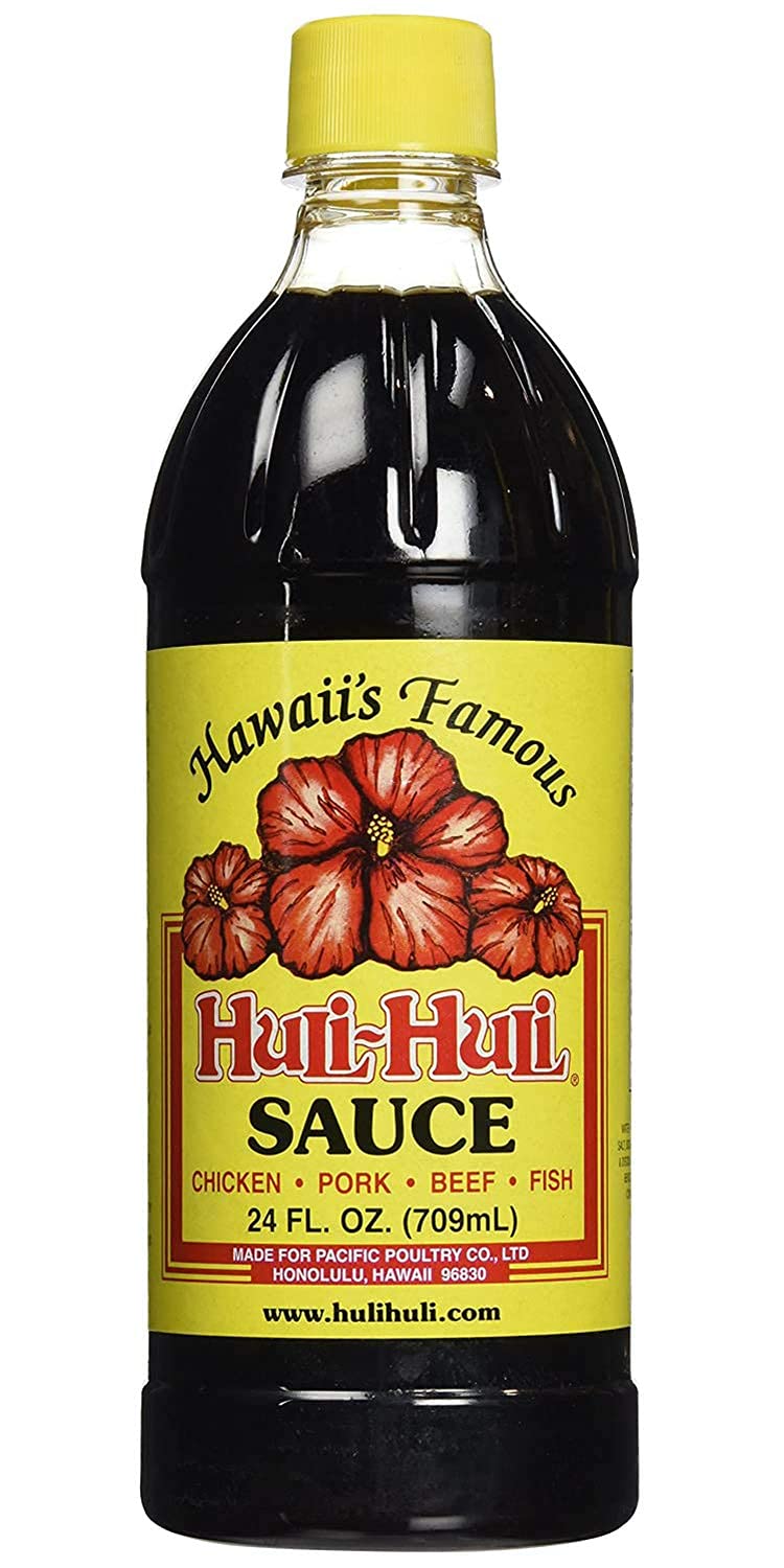 Hawaii's Famous Huli-Huli Sauce bottle ready for grilling and marinating chicken.