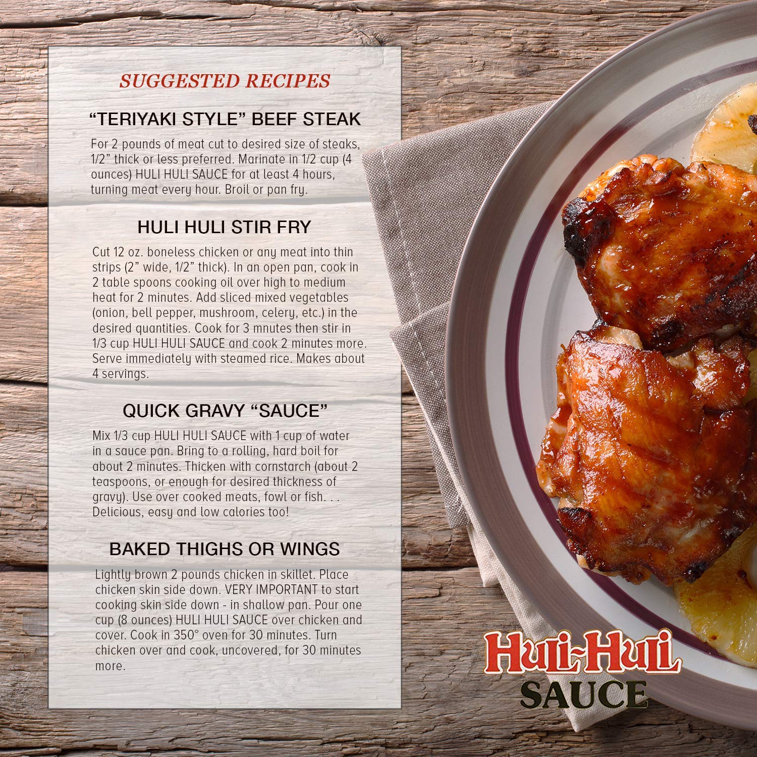 Tabletop Hawaiian flavor: Hawaii's Famous Huli-Huli Sauce for gatherings and meals.