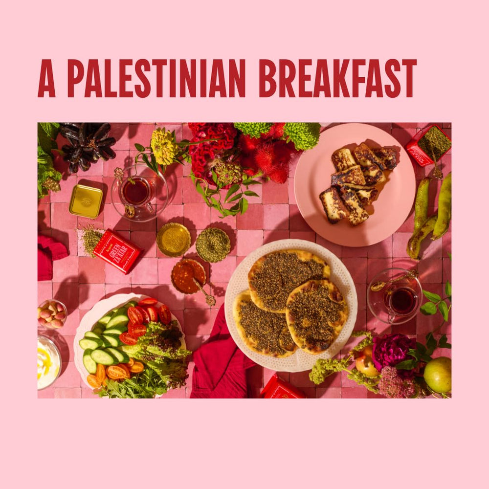 Hayati Za’atar sprinkled on warm bread for serving.
