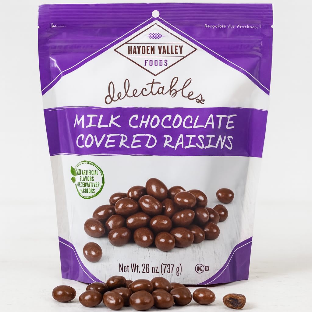 Hayden Valley Foods 26-ounce bulk snack blends chocolate with raisins for everyday treats.