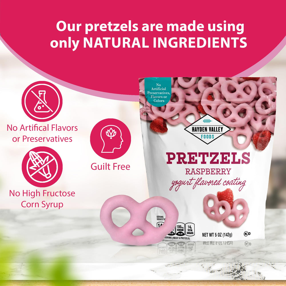 Hayden Valley Raspberry Yogurt Pretzels with clean ingredients appeal to mindful snacking.
