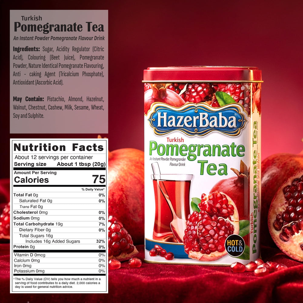 HazerBaba pomegranate powder dissolving in water for a refreshing beverage