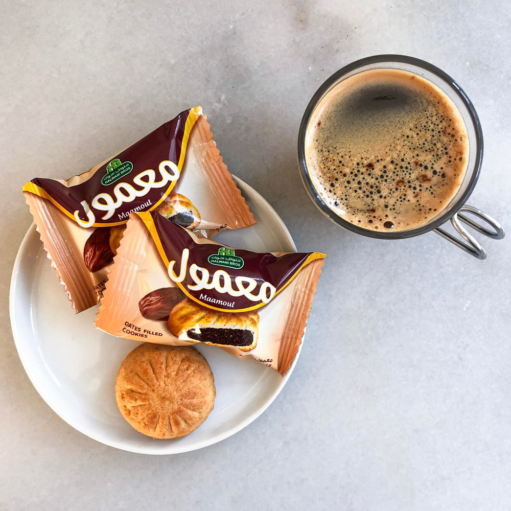 HB Halwani Bros Maamoul cookies with coffee aroma and subtle sweetness.