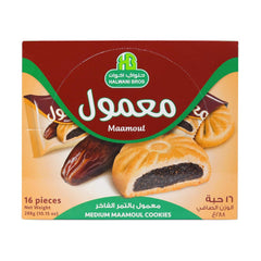 HB Halwani Bros Maamoul date-filled shortbread 16ct pack, convenient snack.