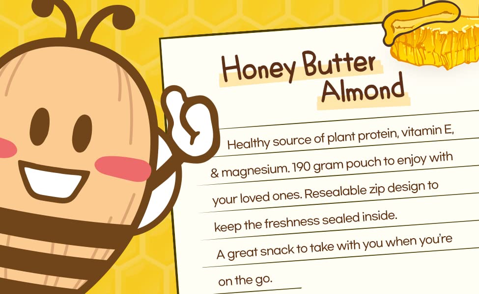 HBAF honey butter almonds in zip-seal pack maintaining crunch.