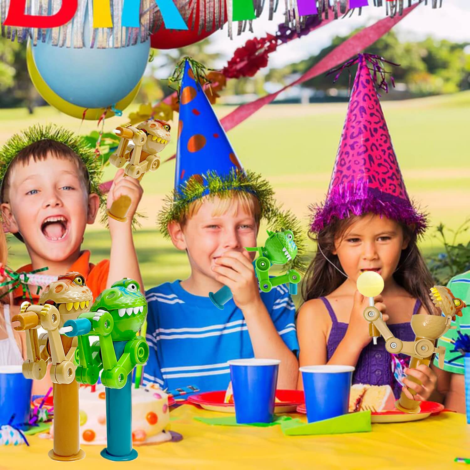 HDLNKAK dinosaur lollipop holder packaging shot, two-pack gift idea