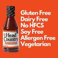 Head Country Apple Habanero BBQ Sauce label close-up highlights gluten-free status