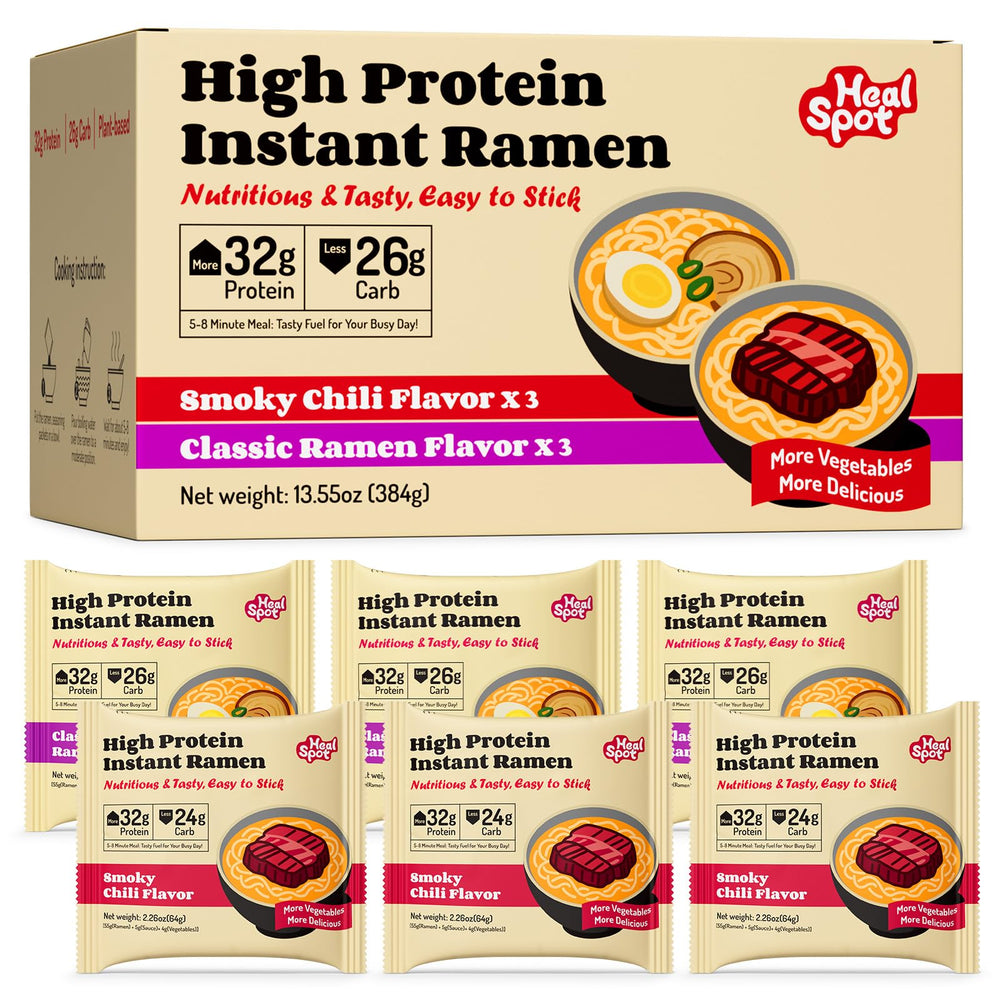 Healspot high-protein ramen smoky beef broth ready in minutes.