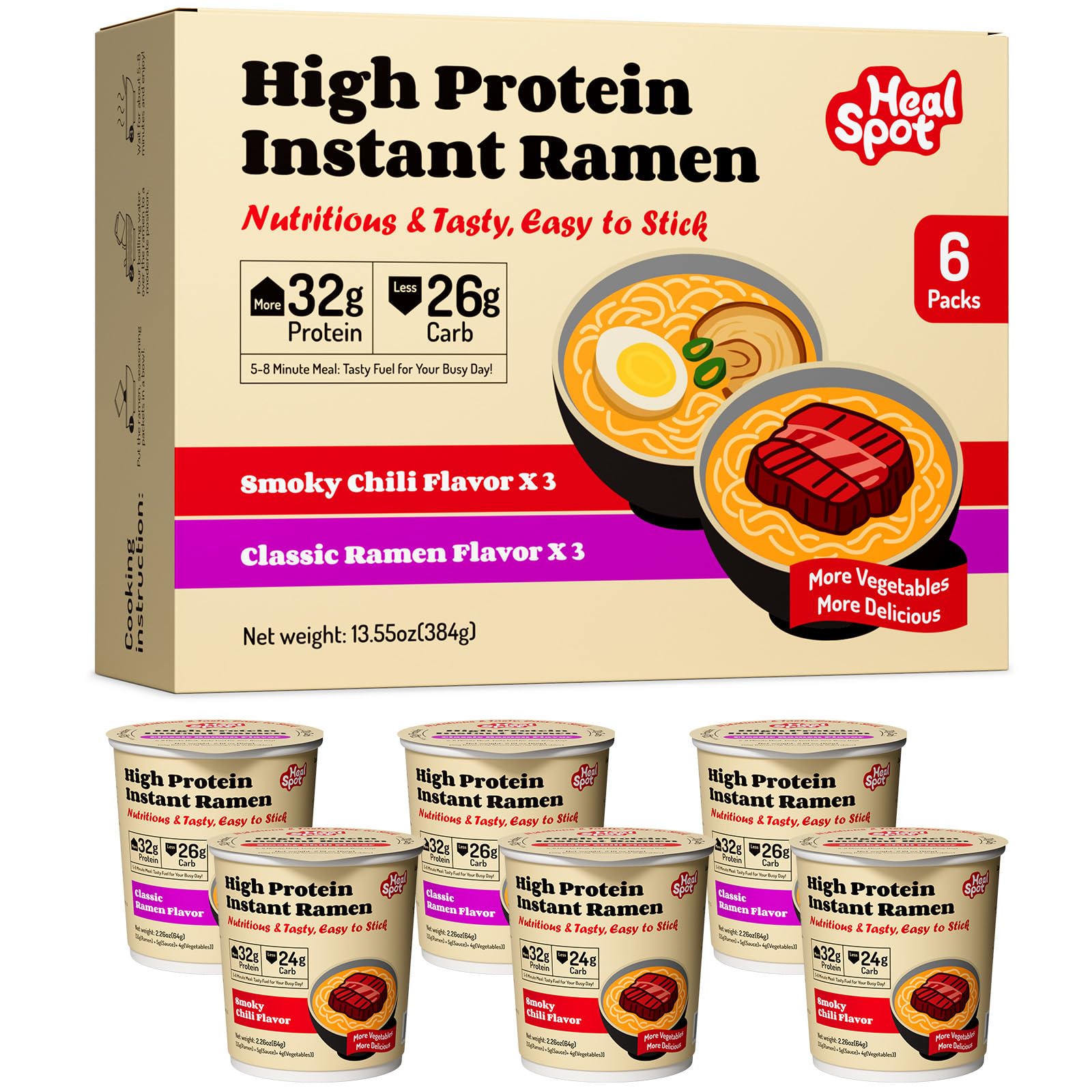Healspot high protein ramen variety pack — protein packed meal for quick lunches