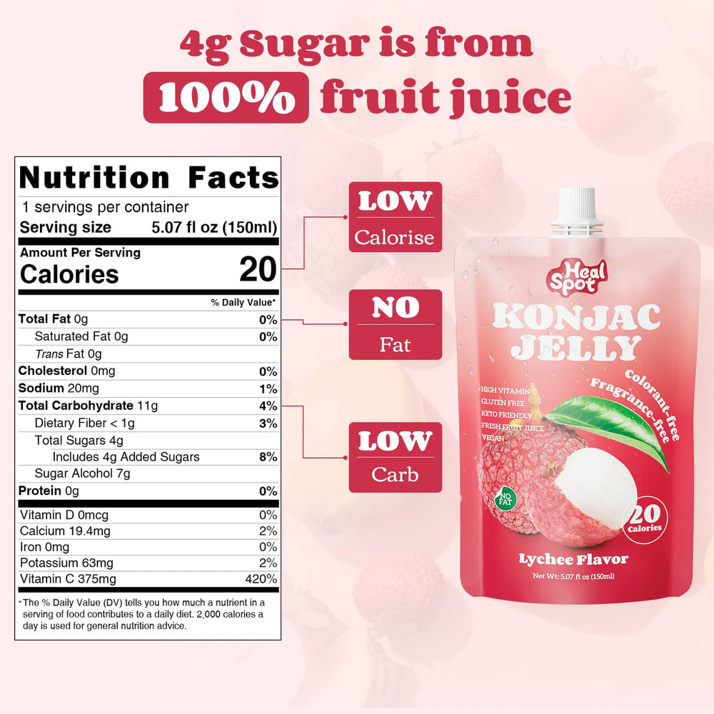 HealSpot Collagen Drink Lychee glass close-up—tasty hydration with a chewy twist.
