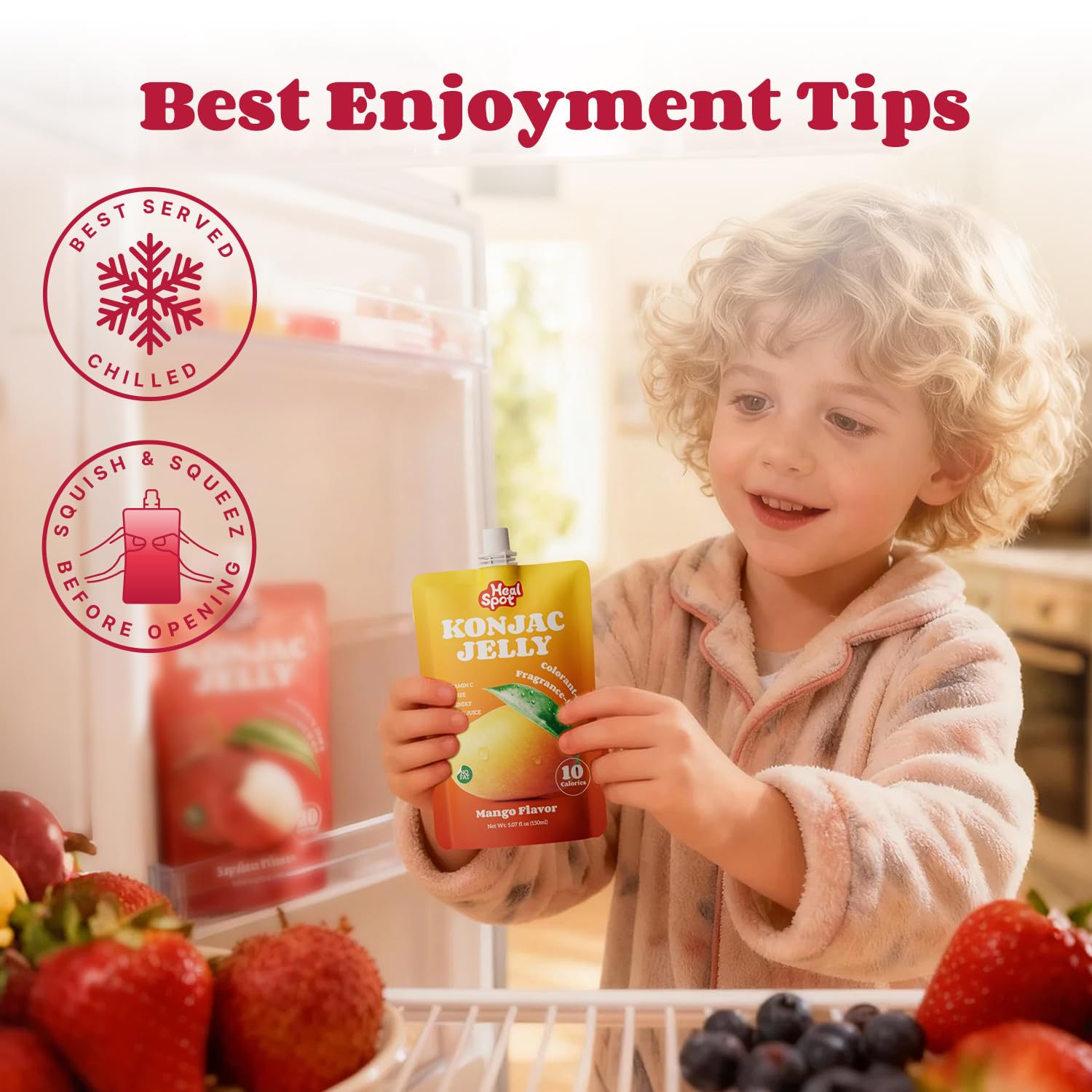 HealSpot Konjac Jelly leak-proof cap ensuring mess-free portability.