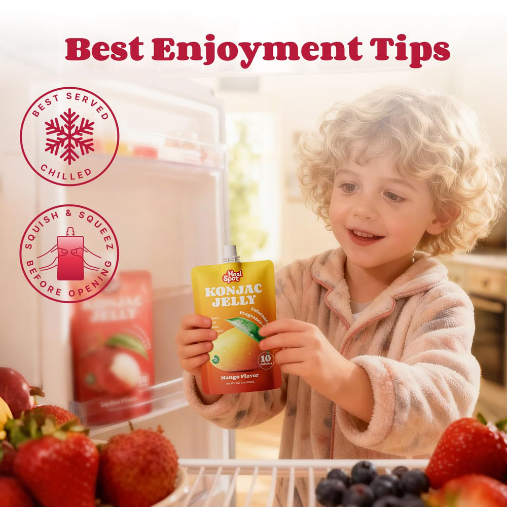 HealSpot Konjac Jelly leak-proof cap ensuring mess-free portability.