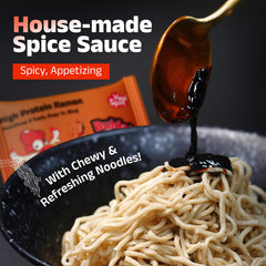 Healspot noodles image highlighting 30g plant-based protein per serving for daily nutrition.