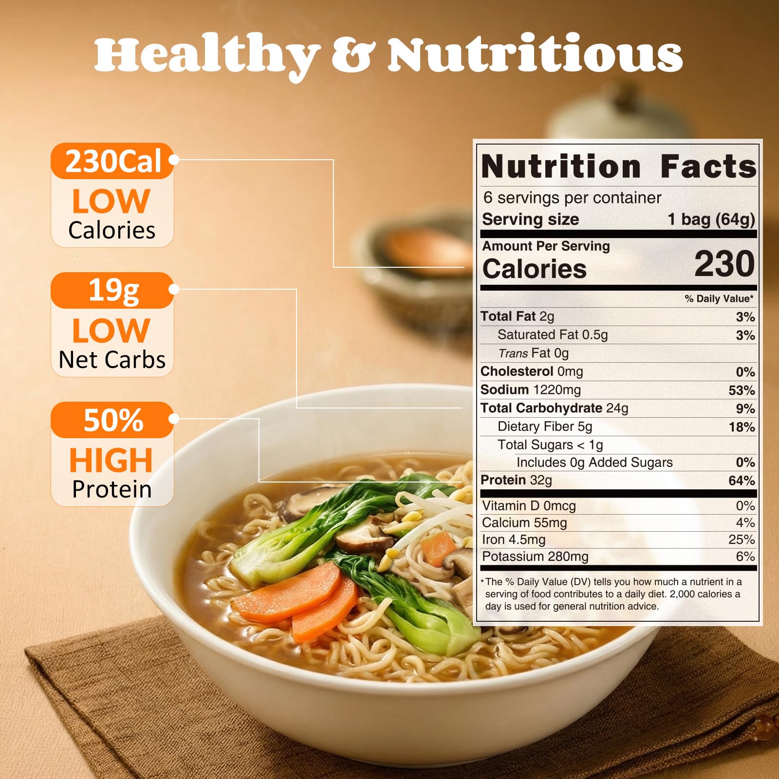Healspot plant-based protein ramen noodles highlighting plant-based ingredients