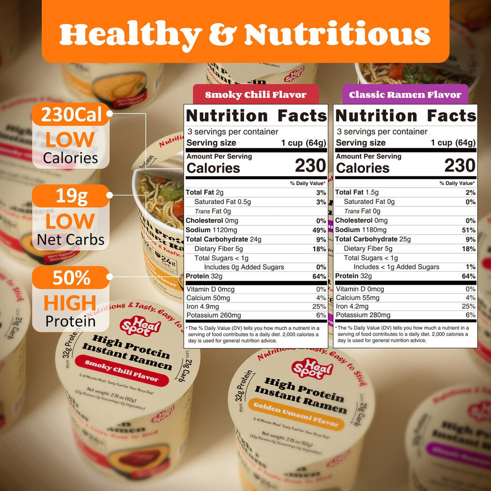 Healspot ramen noodles closeup — springy texture and plant-based protein focus