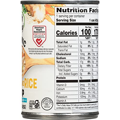 Health Valley organic ingredients image highlights chicken, rice, carrots and celery.