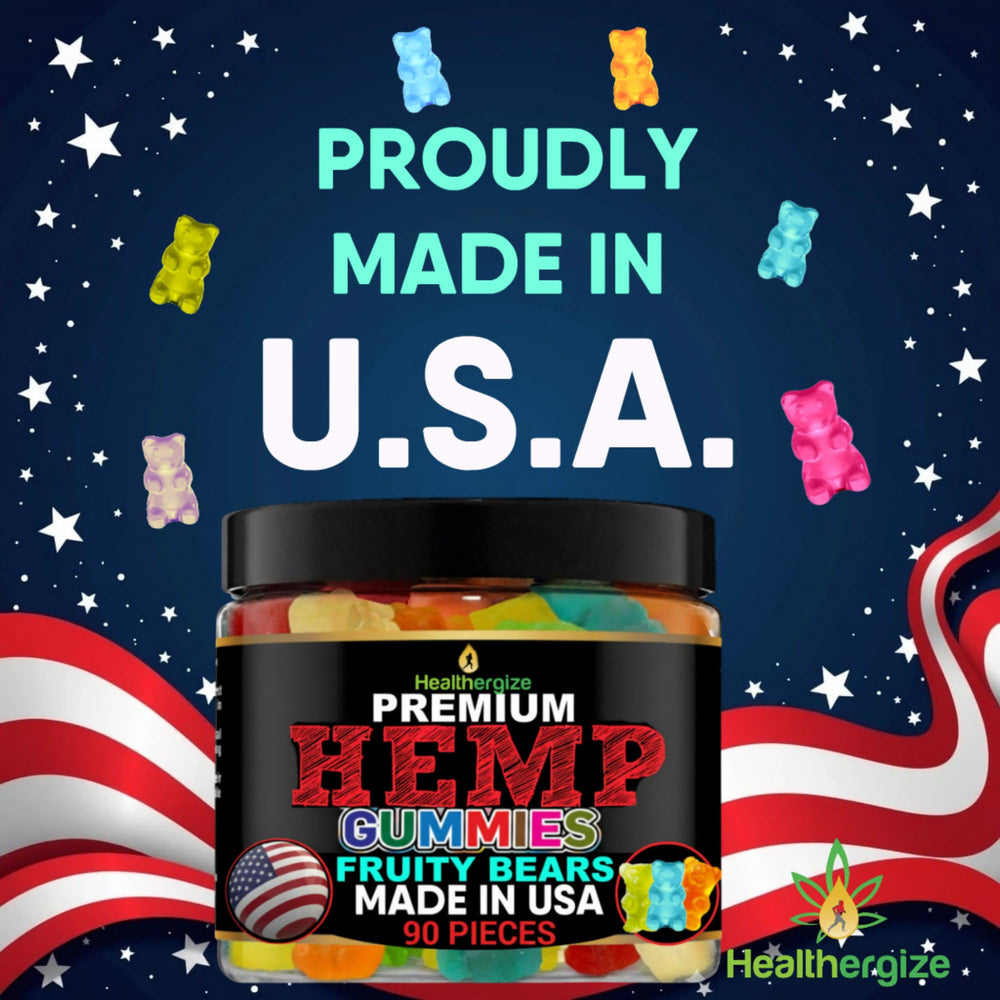Healthergize Hemp Gummies Sleep gummies closeup shows soft easy-chew texture
