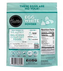 Healthier Comforts egg white powder bag and jar in pantry