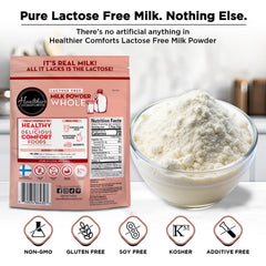 Healthier Comforts lactose free milk powder; smooth smoothie preparation