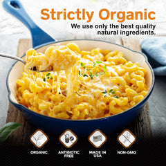 Healthier Comforts cheddar powder on popcorn highlights a snack-ready cheesy kick.