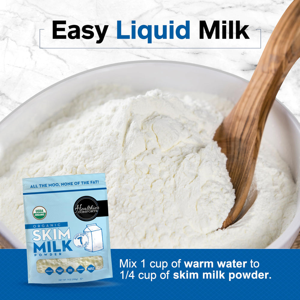 Healthier Comforts skim milk powder smoothie mix illustrating versatile use