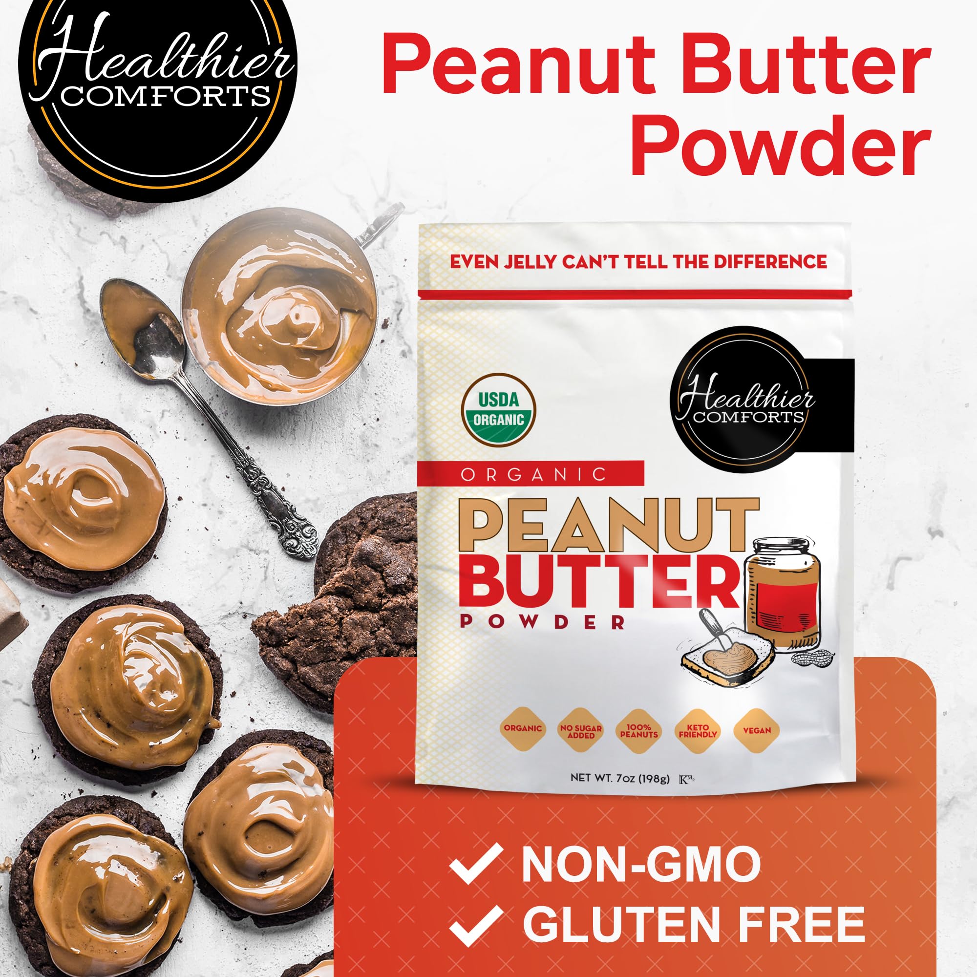 Healthier Comforts Powder in baked goods for rich peanut flavor