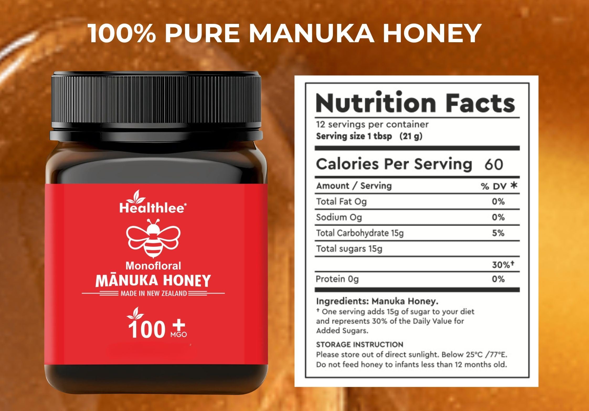 Healthlee Manuka Honey spoon-dip ideal for convenient daily use